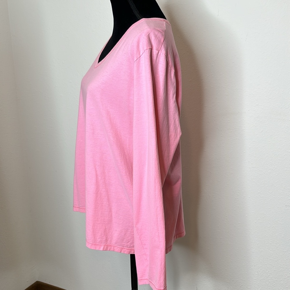 Hanes size 2X pink long sleeve tee shirt - Picture 7 of 10